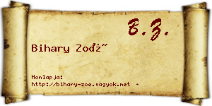 Bihary Zoé névjegykártya